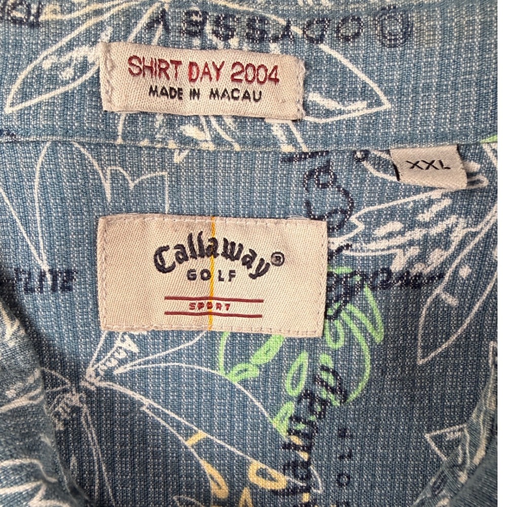 Vintage Callaway Golf Hawaiian Shirt Mens XXL Blue Floral Odyssey Ben Hogan - Picture 5 of 6
